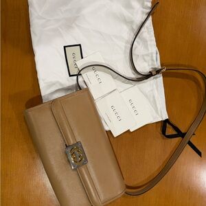 Gucci Beige Leather Crossbody Bag